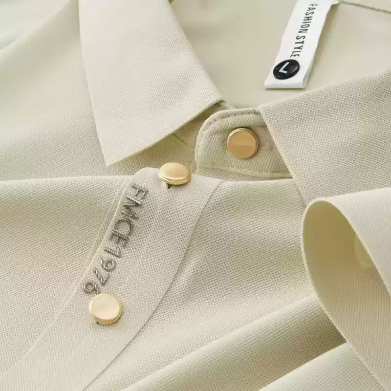 Apricot Ice Silk Seamless Polo Shirt Men's Short-Sleeved Summer New Business Casual Lapel Stretch T-Shirt Top Thin Section